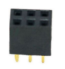 Pin header female pinsocket 2x3-pin 2.54mm pitch zwart